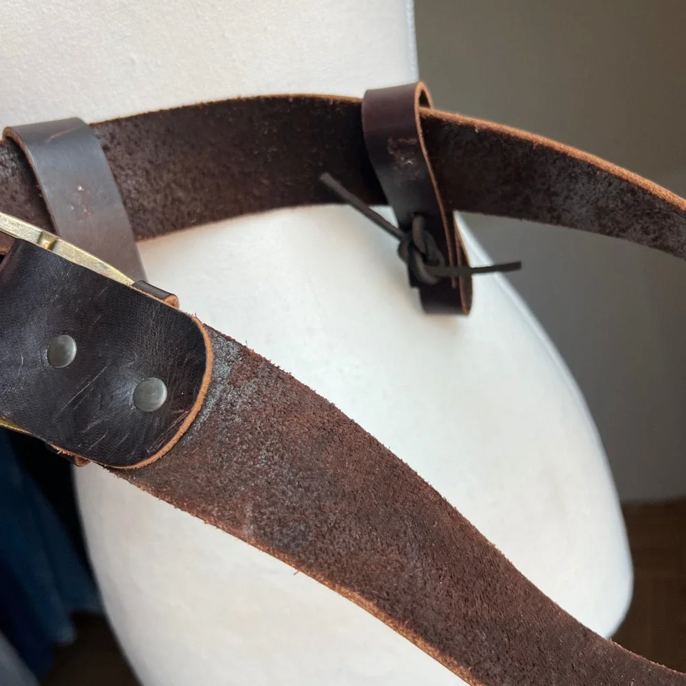 Leather Utility Belt 40 Brown Steampunk Renfaire D-Ring Buckle Wide Festival